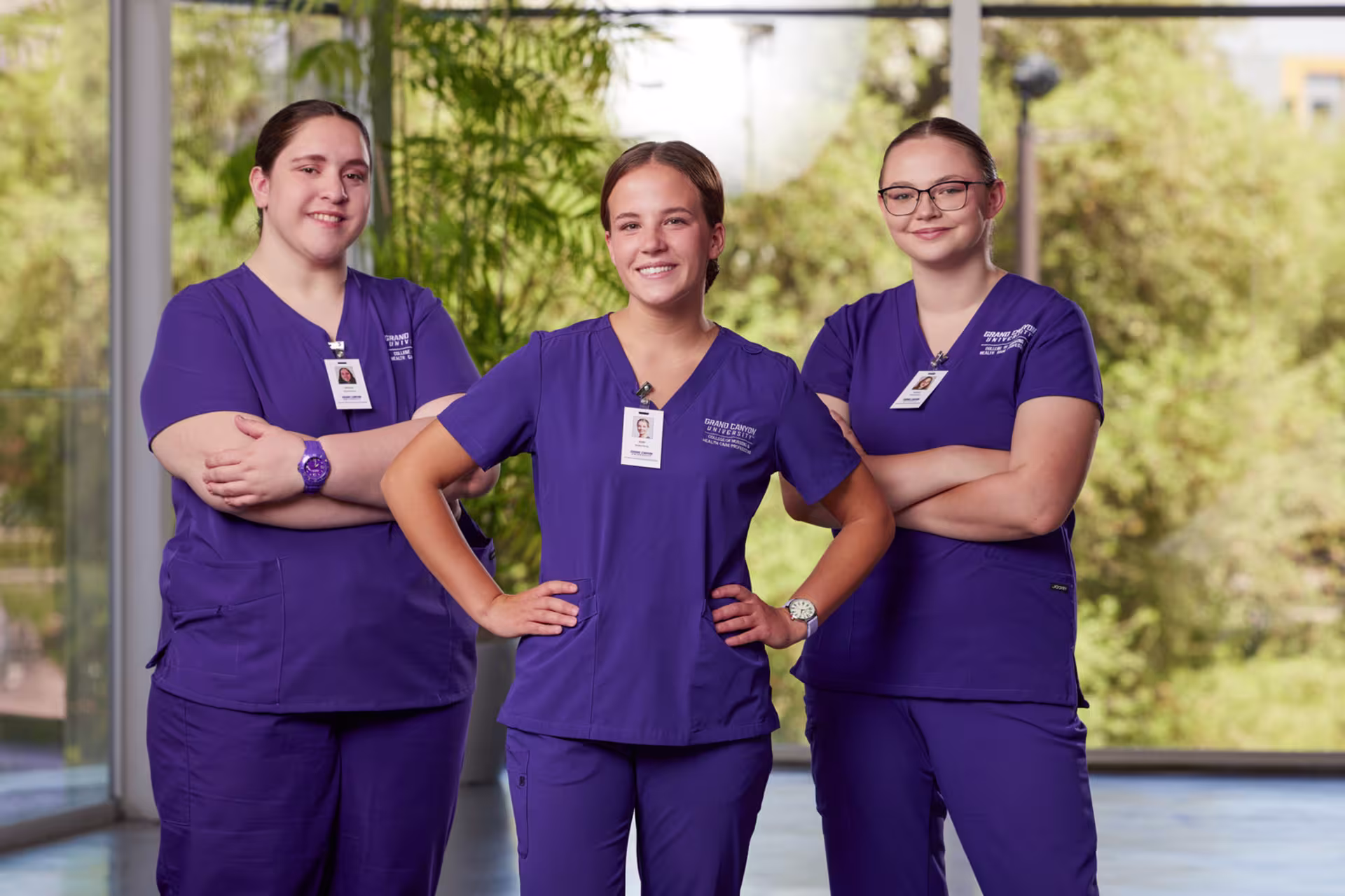 Three female GCU students earning their bachelor's degrees in nursing.