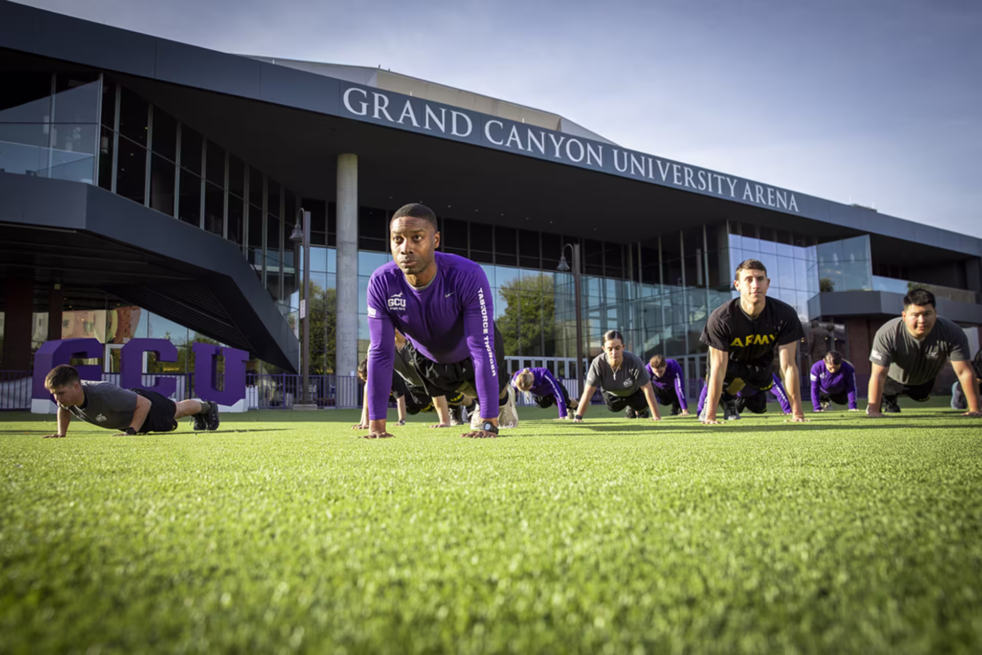 ROTC members doing pushups