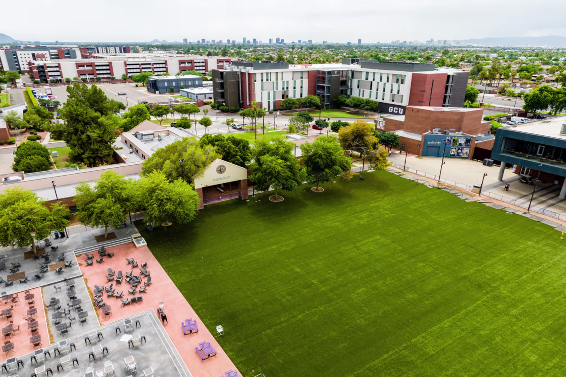 aerial of campus growth.