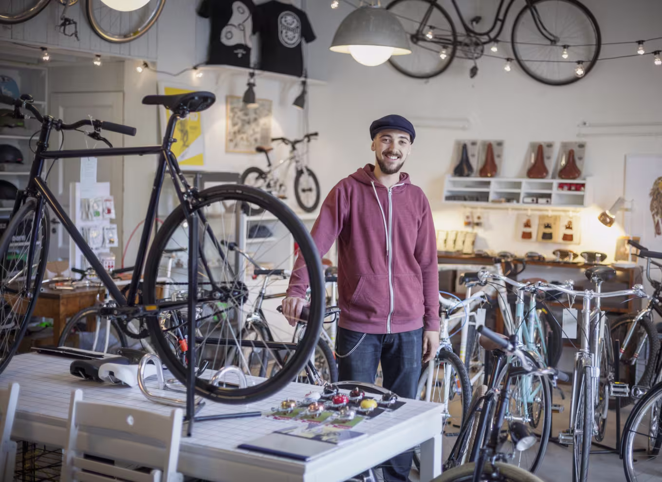 Entrepreneur in bike shop