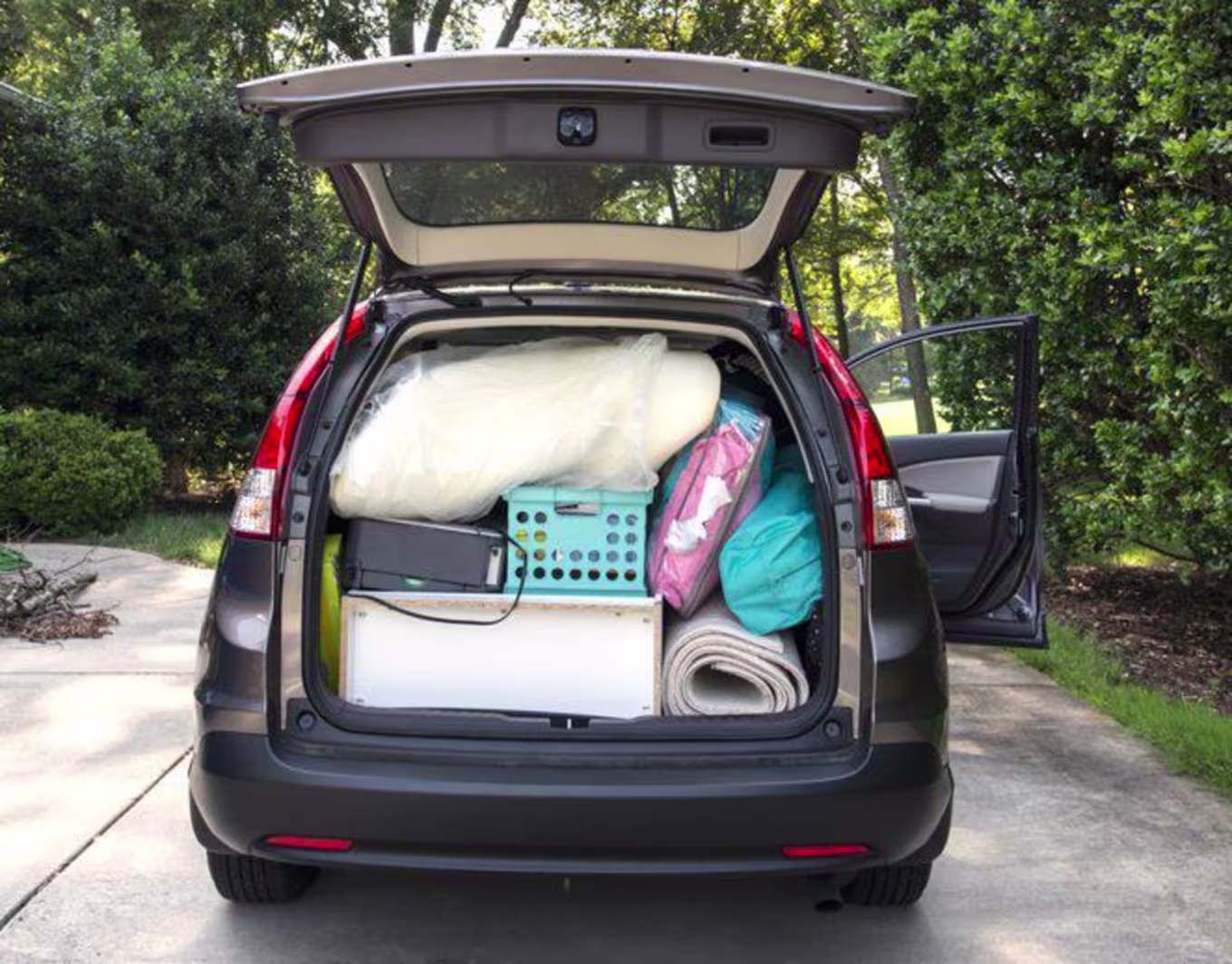 Van packed for college