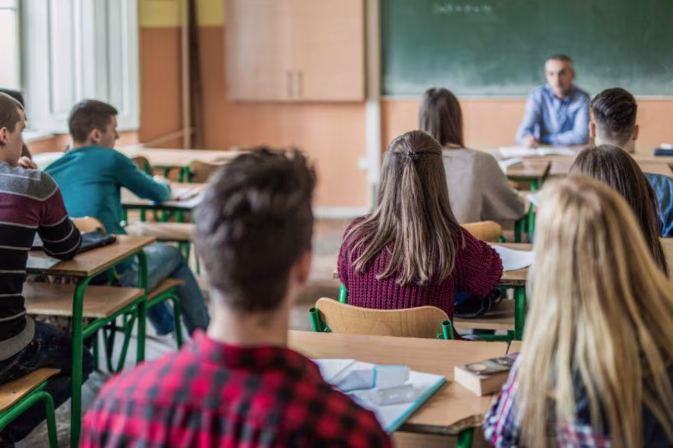 students listening in class