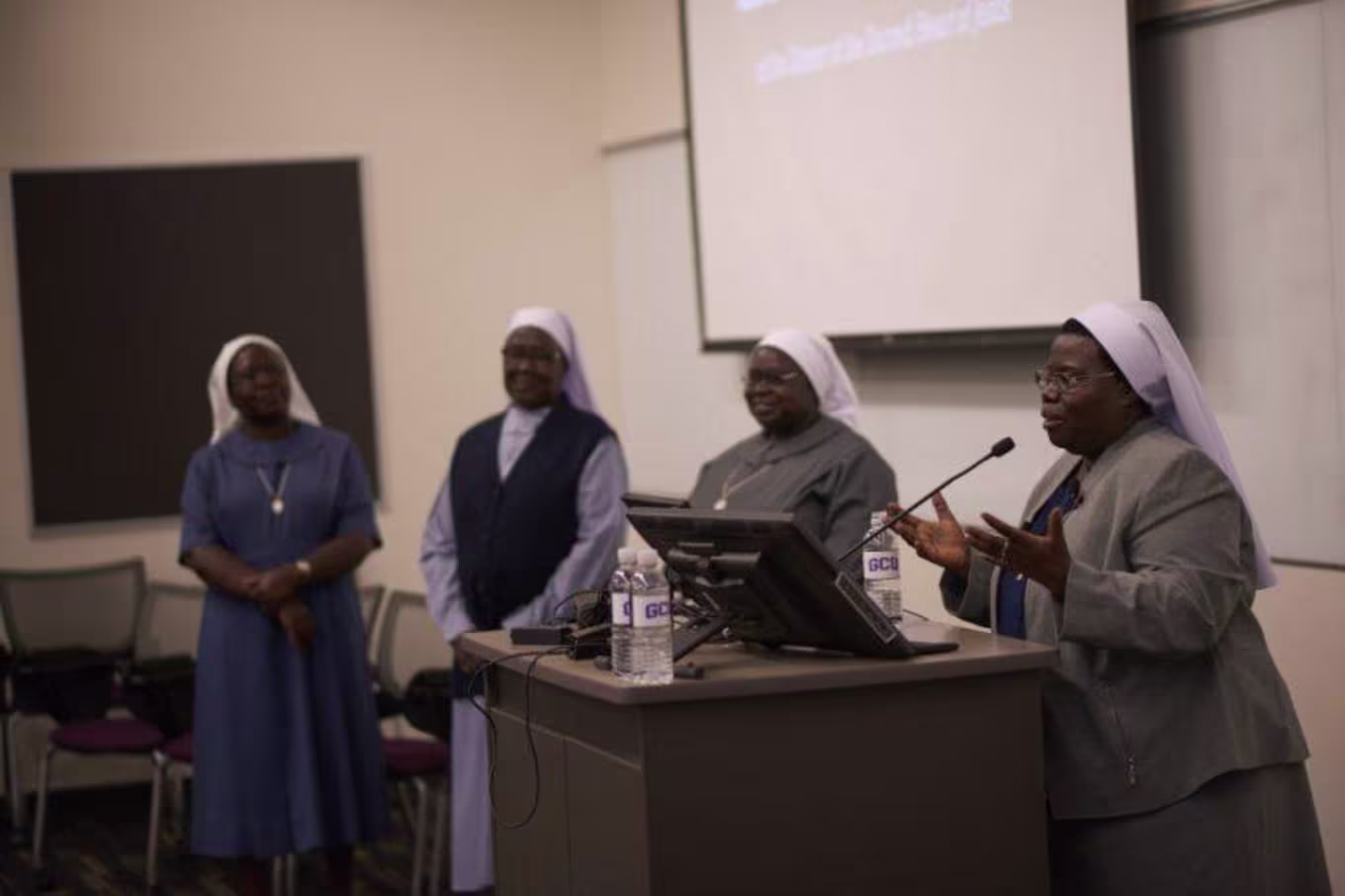 Sister Rosemary Nyirumbe speaking