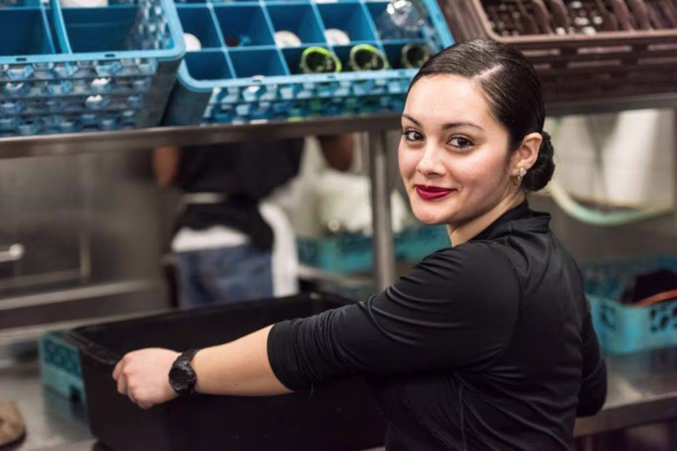 A woman working