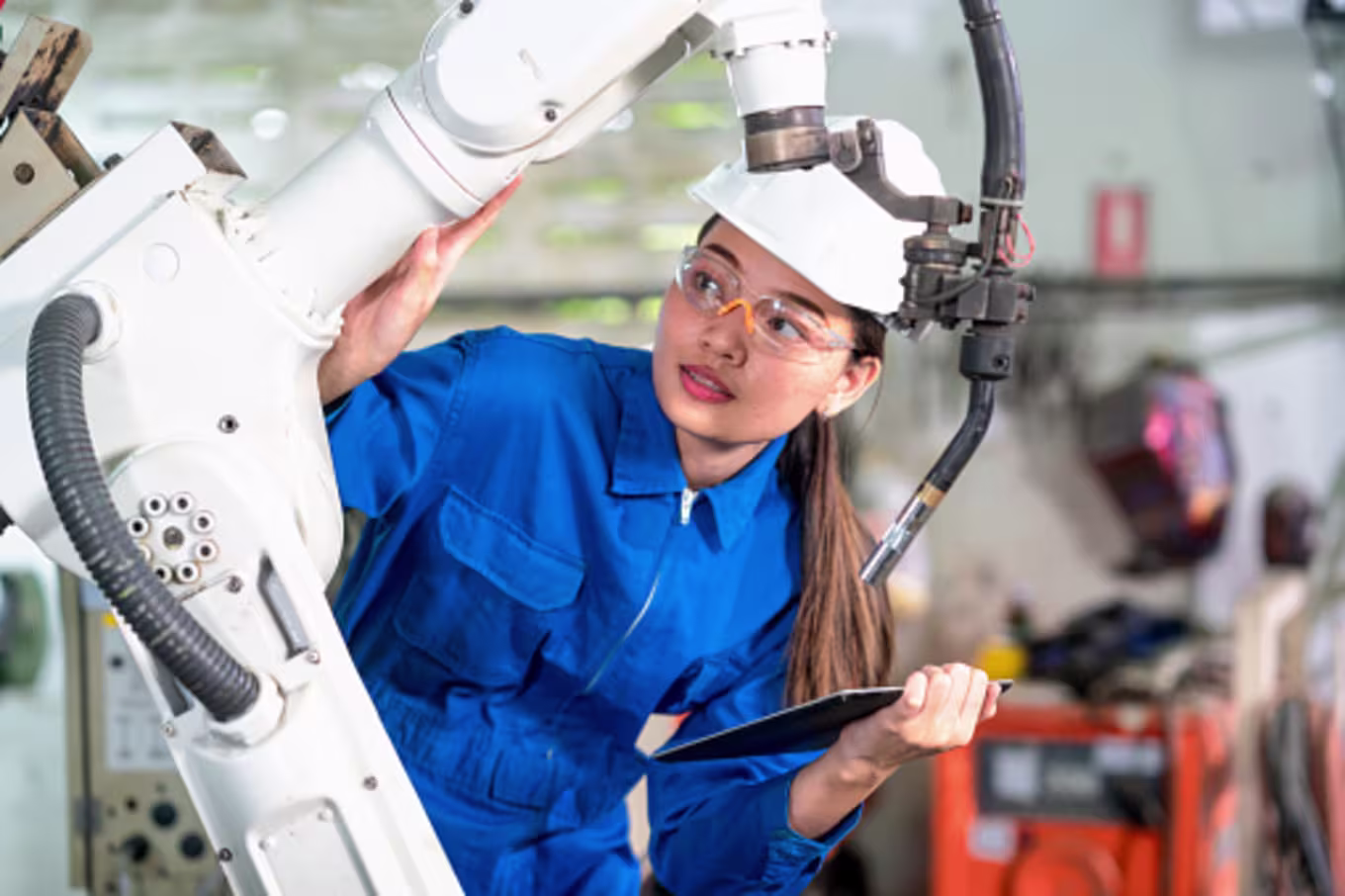 Engineer double-checks the safety of a machine.