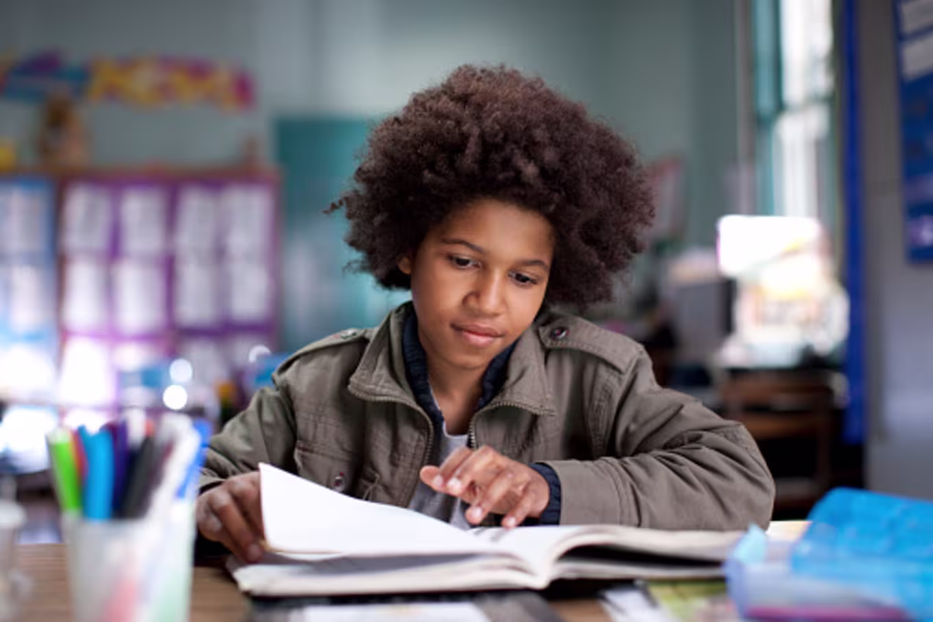 a student reading a book