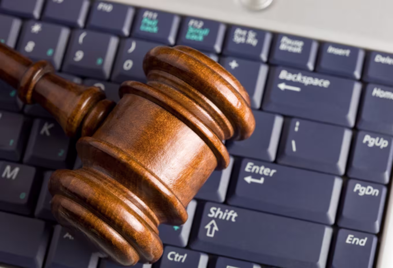 Gavel on keyboard