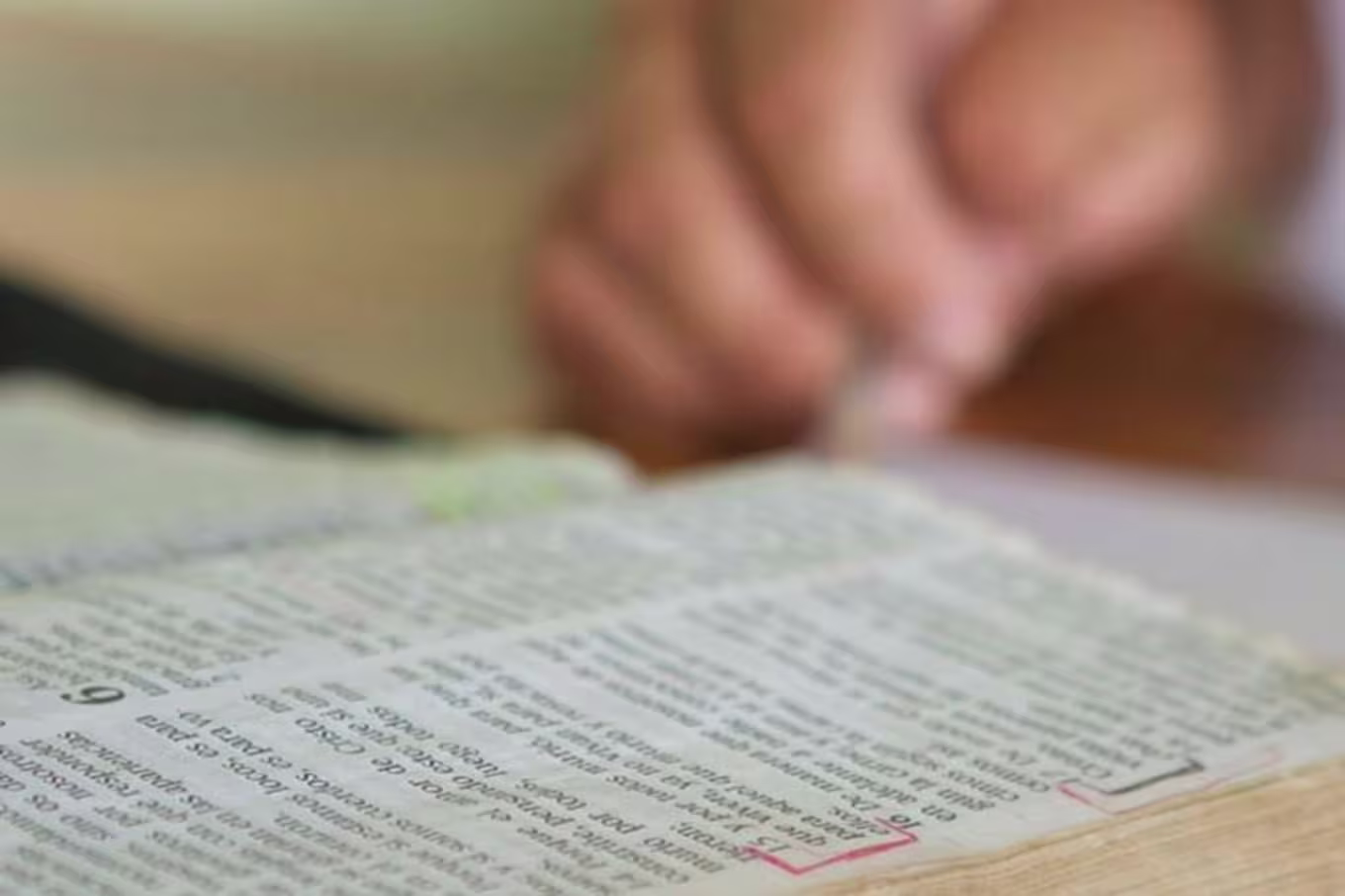 A closeup of the Bible