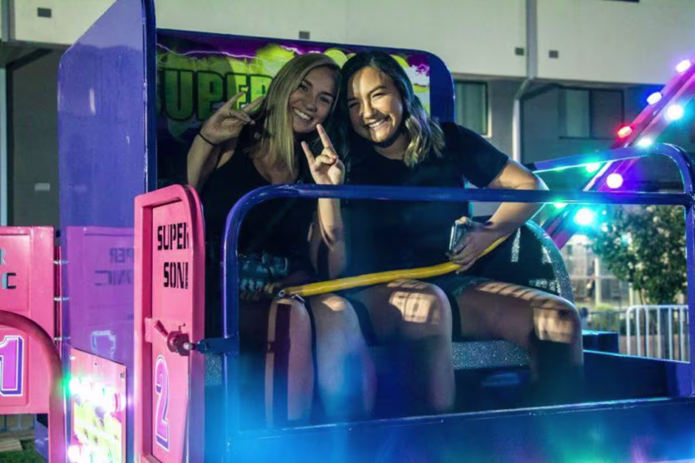 two girls playing a game