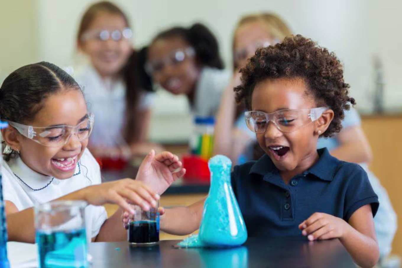 Little girls with a science experiment