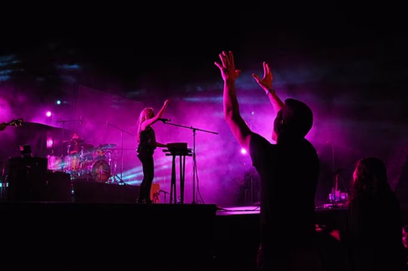 person singing worship