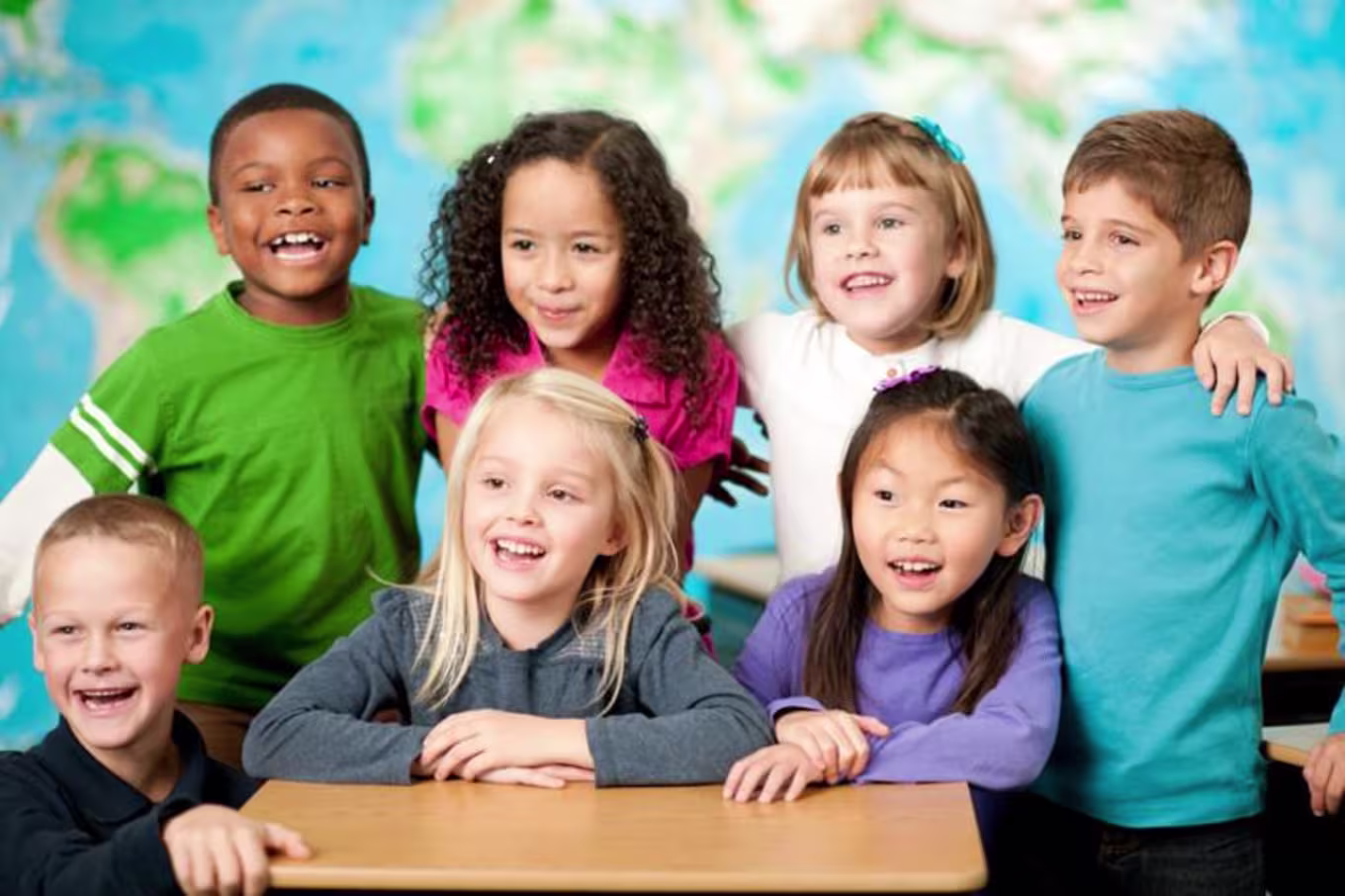 Young students pose for a class photo