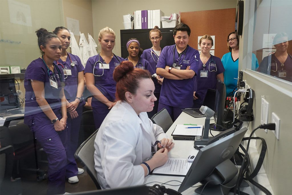 Nursing students in SIM lab