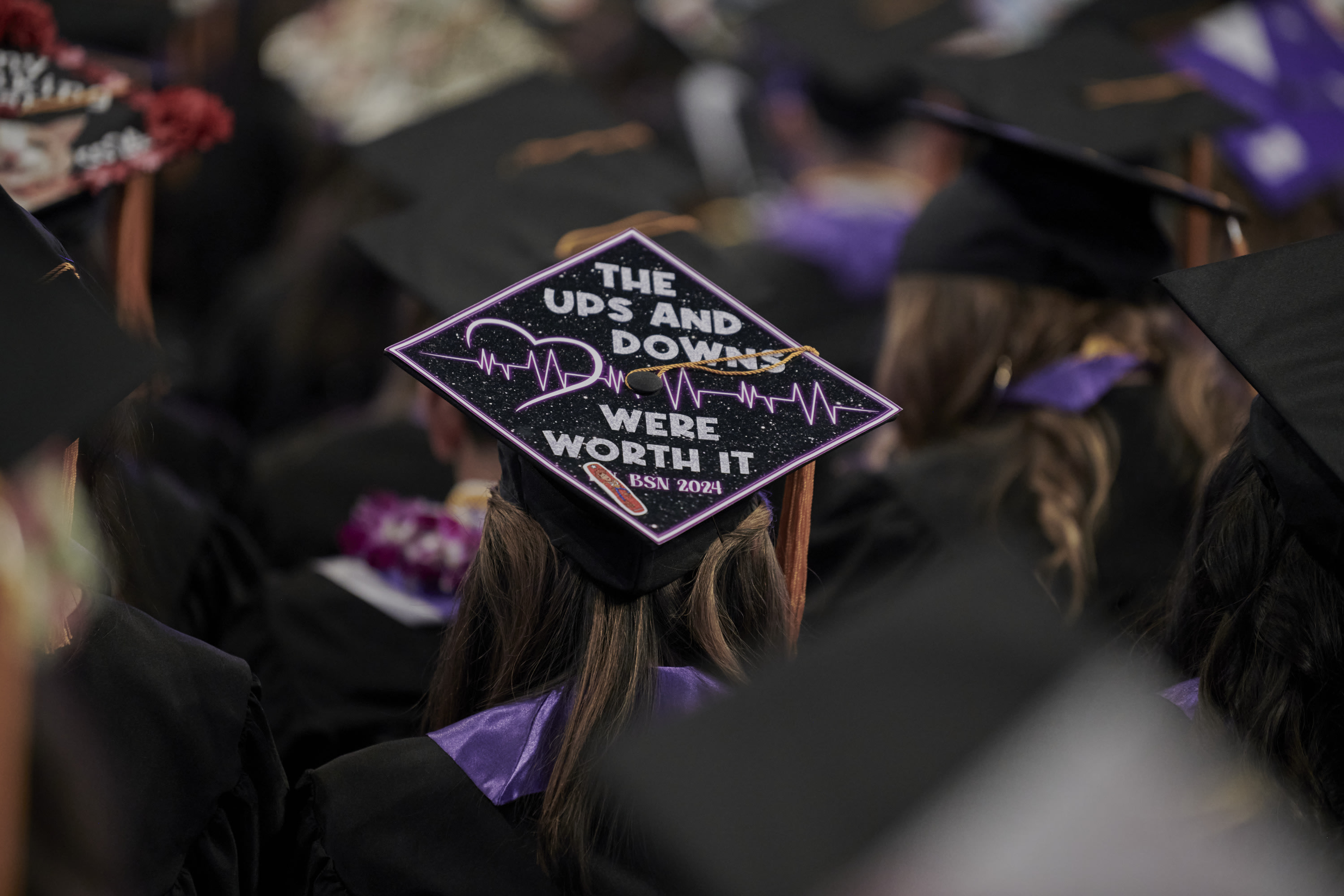 Picture of female nursing degree graduate's cap at GCU Commencement