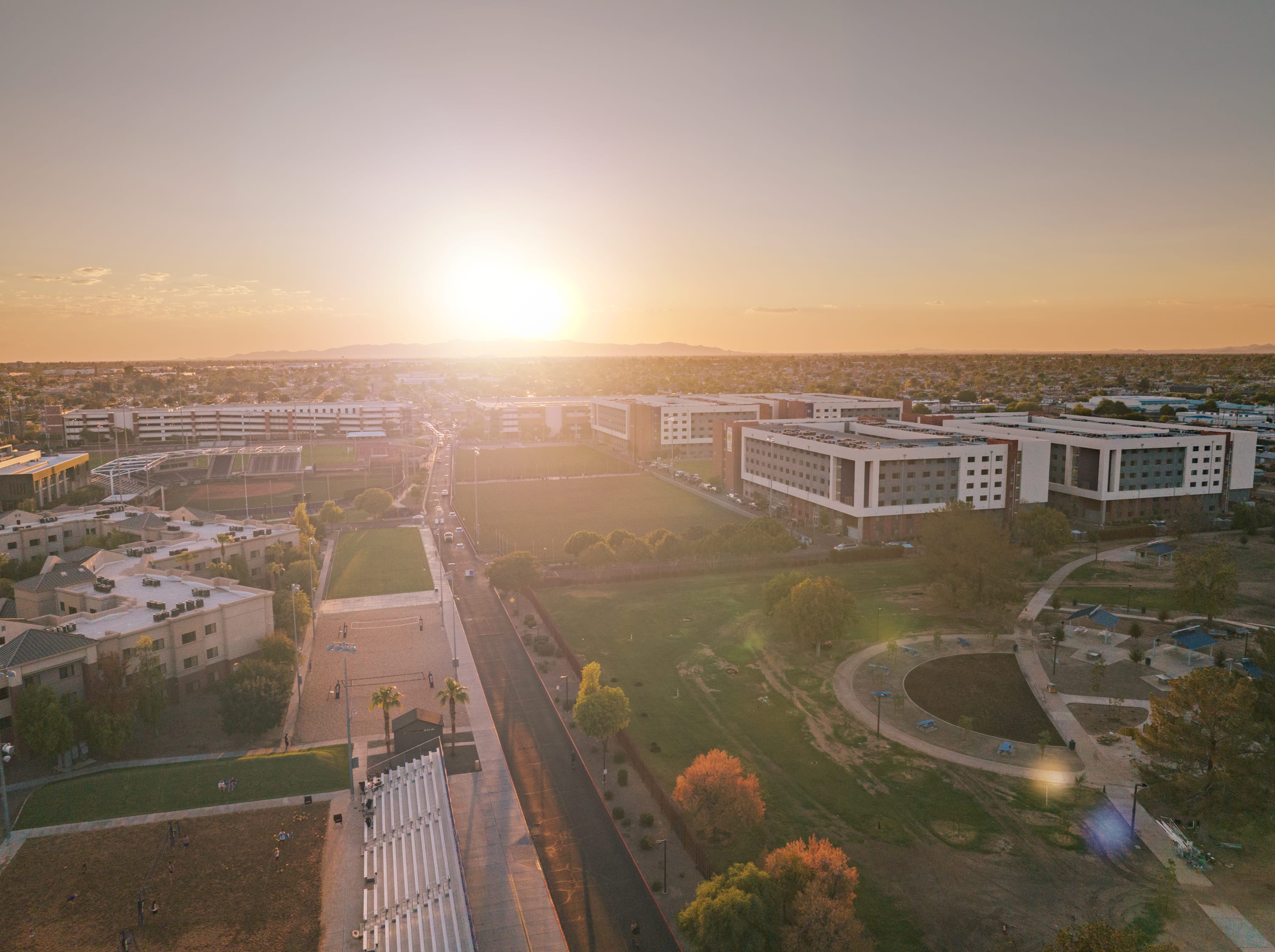 Aerial view of GCU housing