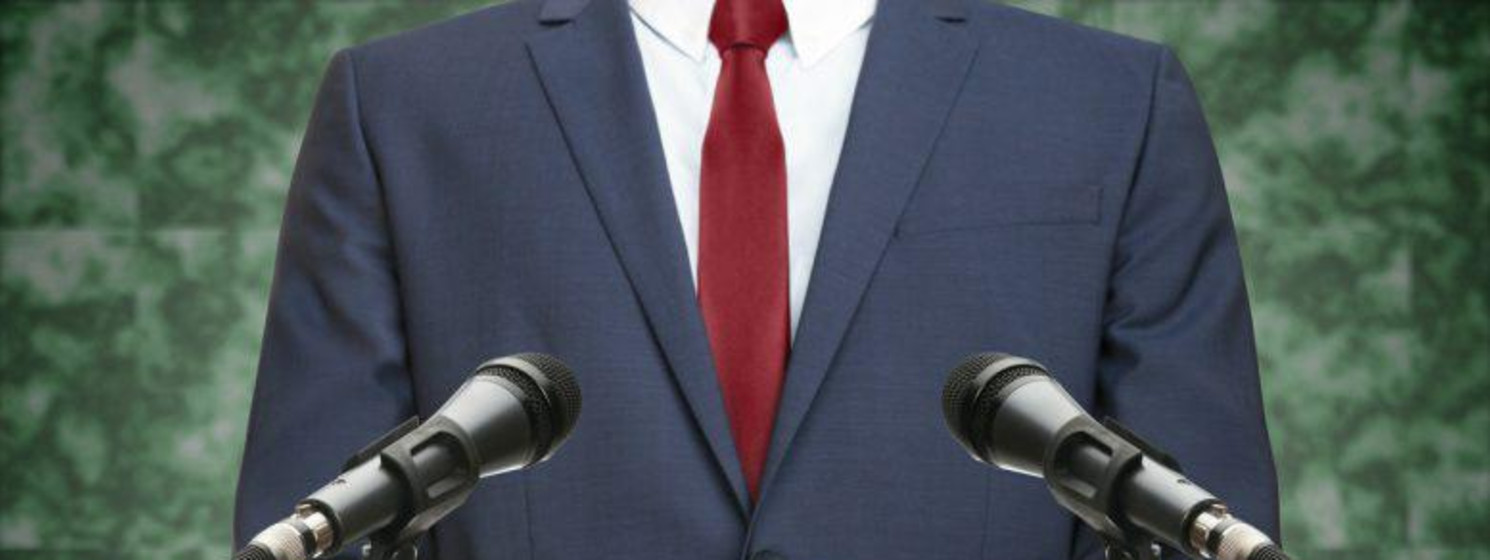 person in front of podium