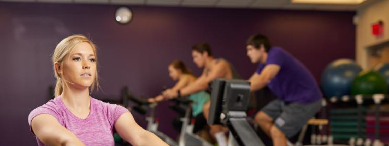 Girl using a rowing machine