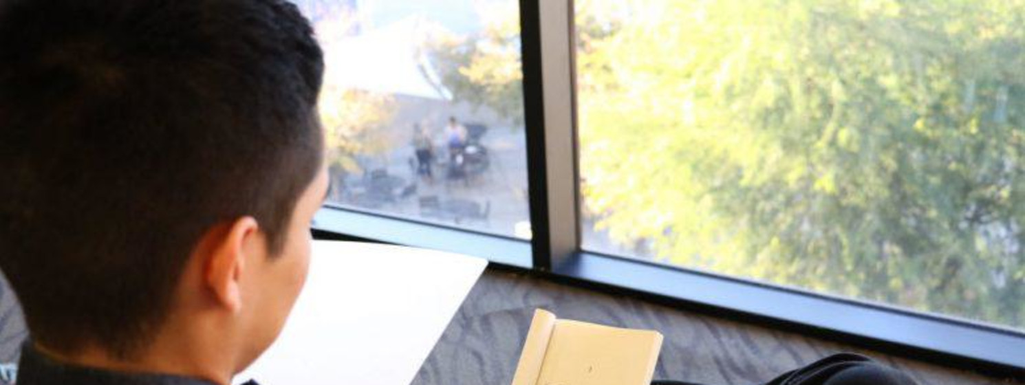 student reading a book