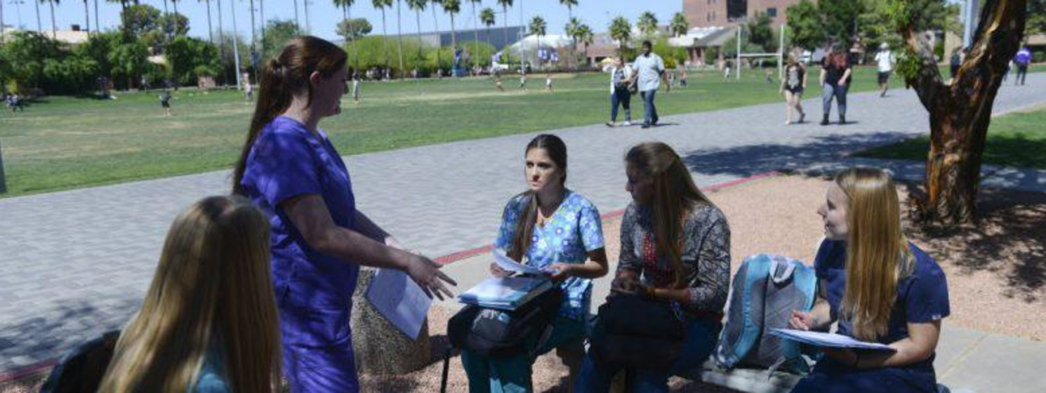 Future health care administrators club meets outside near nursing college