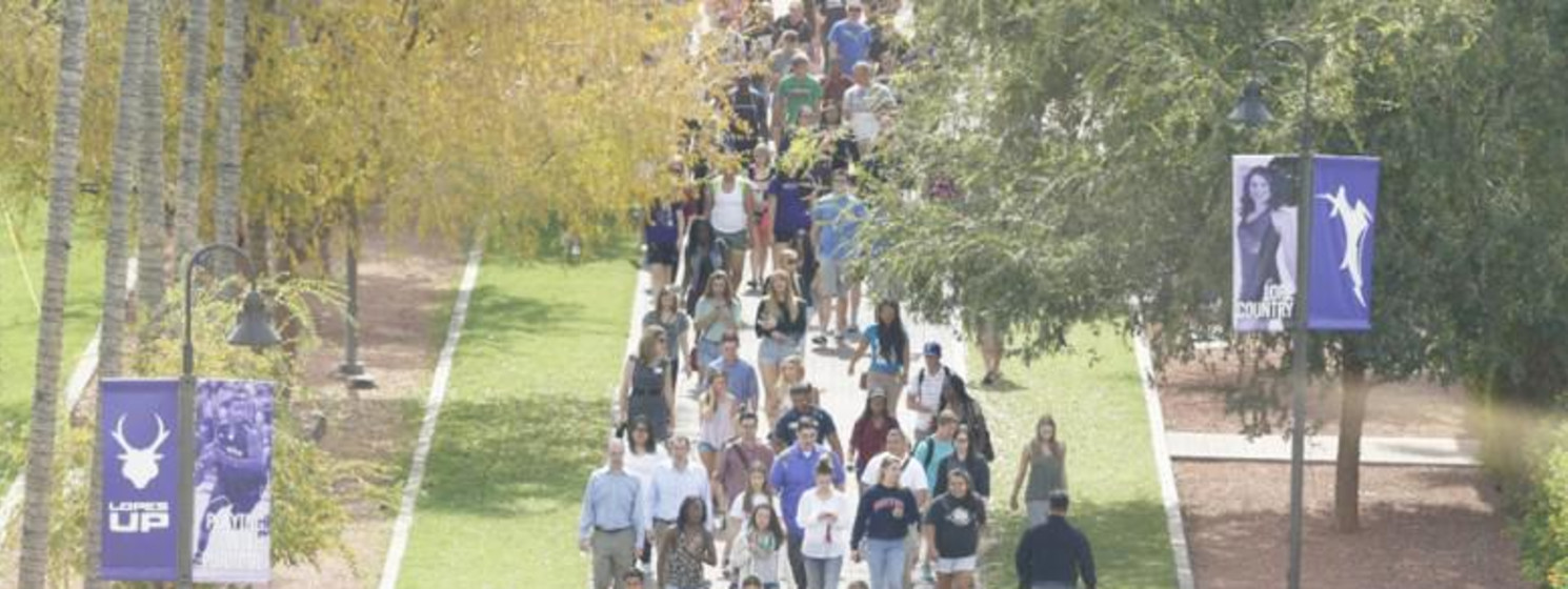 students walking on campus