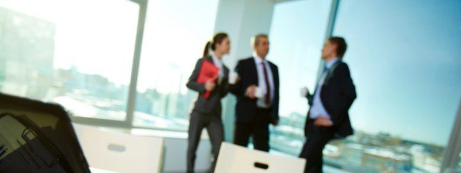 Colleagues meet to discuss business analytics