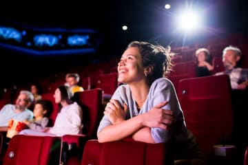 woman watching a film