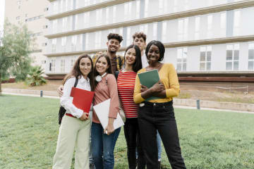Group of college students standing together