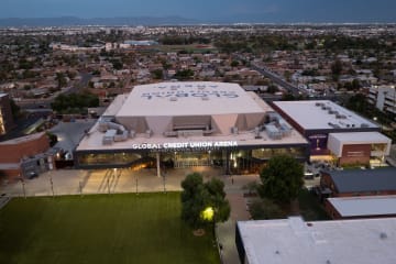 GCU aerial campus photo of Global Credits Union Arena
