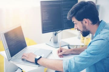 person working on a computer
