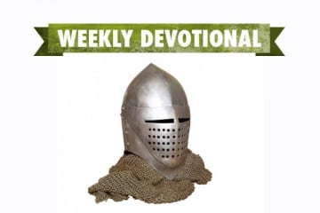 A helmet under the Weekly Devotional banner
