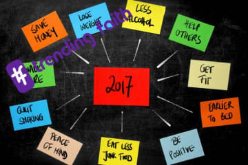 An array of post-it notes with resolutions on them
