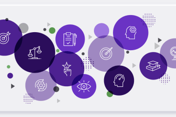 Purple-colored circles with animated graphics