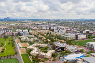 An aerial view of GCU's campus