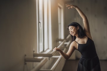 Ballerina practicing dance routine