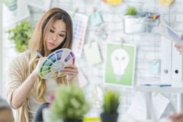 Graphic designer choosing colors