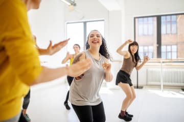 Performers practicing their routine