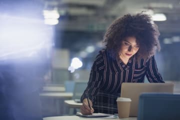 Woman working on laptop