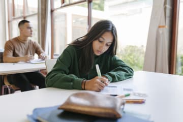 focused student in class