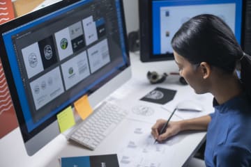 Graphic designer working on computer