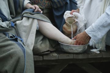  Jesus washes disciples feet - stock photo