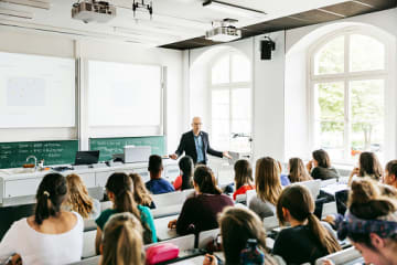 College professor teaching class