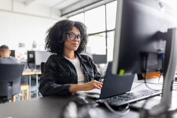Woman working on computer