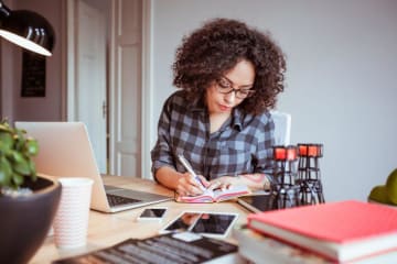 Woman working at her desk