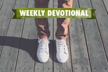 A pair of shoes under the Weekly Devotional banner