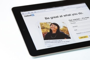 LinkedIn on a tablet