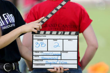 Clapperboard on set 