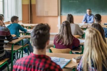 students listening in class