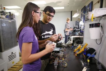 GCU engineering students working on a project