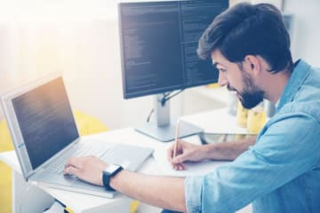 person working on a computer