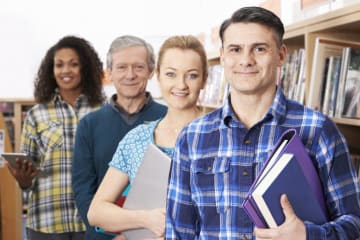 teachers in a library